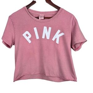 Victoria's‎ Secret PINK Cropped Graphic T-Shirt Women's M Pink Short Sleeve